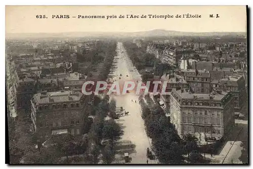 Cartes postales Paris Panorama pris de l'Arc de Triomphe de l'Etoile