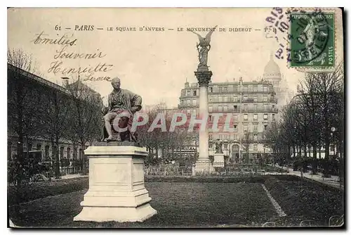 Ansichtskarte AK Paris le Square d'Anvers le Monument de Diderot