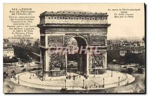 Ansichtskarte AK Paris Arc de Triomphe de l'Etoile Au centre de l'Arche principale repose Un Soldat Francais Mort