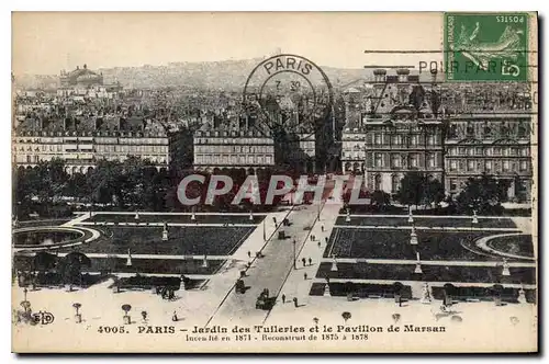 Cartes postales Paris Jardin des Tuileries et le Pavillon de Marsan