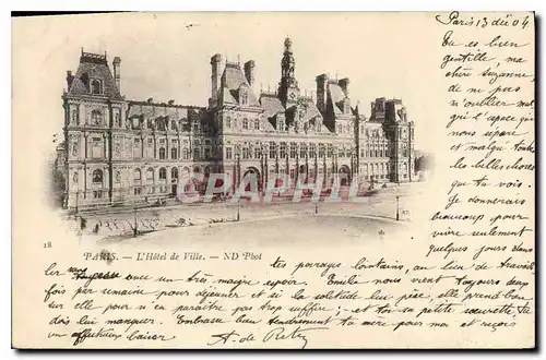 Cartes postales Paris l'Hotel de Ville