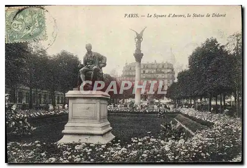 Ansichtskarte AK Paris Le Square d'Anvers la Statue de Diderot