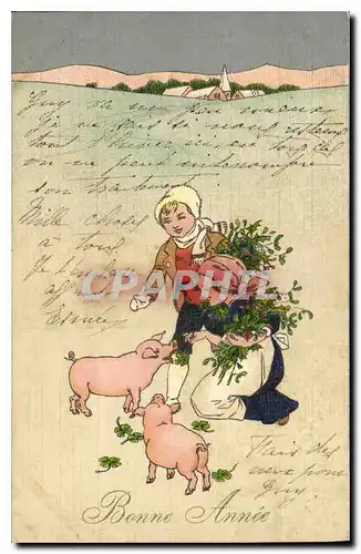 Cartes postales Bonne Annee Cochons Porcs
