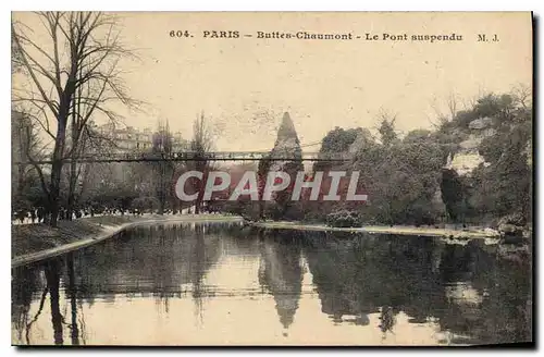 Cartes postales Paris Buttes Chaumont Le pont suspendu