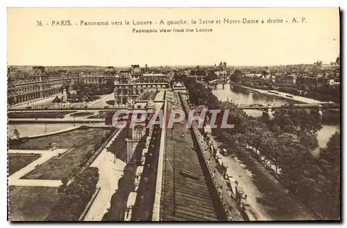 Ansichtskarte AK Paris Panorama vers le Louvre A gauche la Seine et Notre Dame a droite