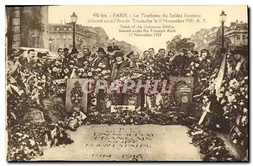 Cartes postales Paris La Tombeau du Soldat Inconnu inhume sous l'Arc de Triomphe