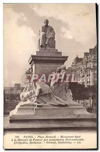 Cartes postales Paris Place Breteuil Monument eleve a la Memoire de Pasteur par souscription Internationale