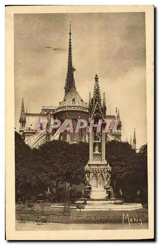 Ansichtskarte AK Paris Cathedrale Notre Dame l'Abside et la Fontaine du Square de l'Archeveche