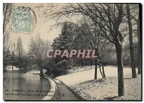 Cartes postales Paris Bois de Boulogne Les Bords du Lac sous la Neige