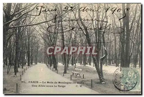 Cartes postales Paris Le Bois de Boulogne en hiver Une Allee sous la Neige