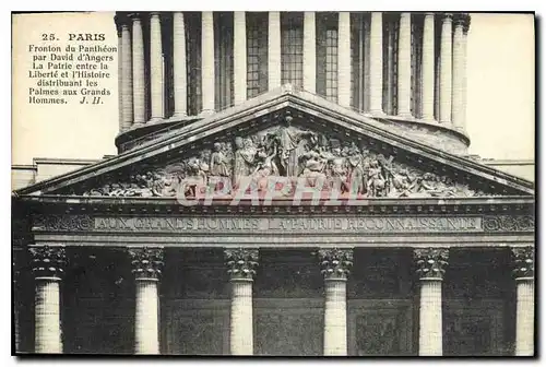 Ansichtskarte AK Paris Fronton du Pantheon par David d'Angers la partie entree la Liberte et l'Histoire distribua