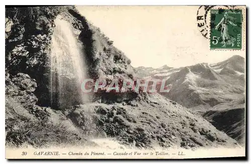 Cartes postales Gavarnie Chemin du Pimene Cascade et Vue sur le Taillon