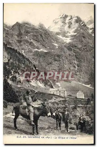 Cartes postales Gavarnie H Pyr Le Cirque et l'Hotel Ane Mule