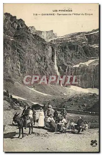 Ansichtskarte AK Les Pyrenees Gavarnie Terrasse de l'Hotel du Cirque Ane Mule