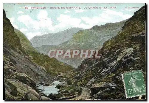 Ansichtskarte AK Pyrenees Route de Gavarnie Le Chaos et le Gave