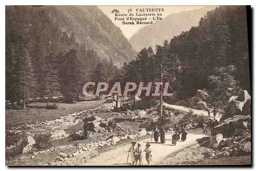 Cartes postales Cauterets Route de Cauterets au Pont d'Espagne L'Ile Sarah Bernard