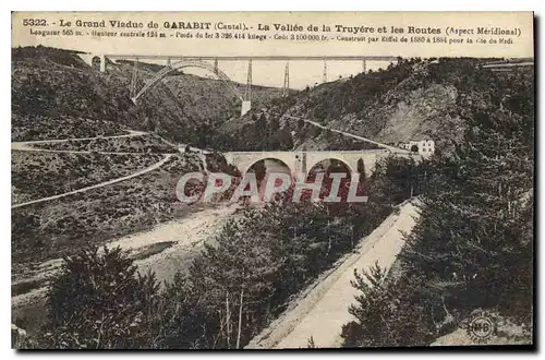 Cartes postales Le Grand Viaduc de Garabit Cantal La Vallee de la Truyere et les Routes Aspect Meridional