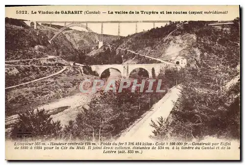 Cartes postales Le Viaduc de Garabit Cantal La Vallee de la Truyere et les Routes Aspect Meridional