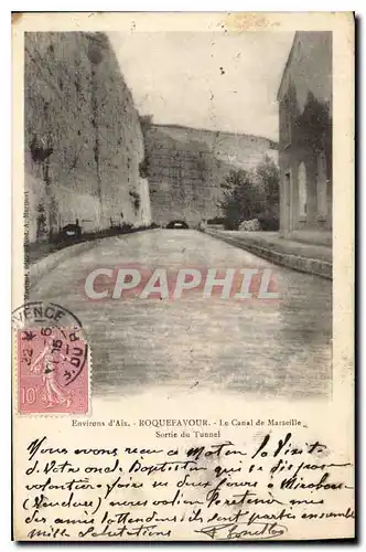 Cartes postales Environs d'Aix Roquefavour Le Canal de Marseille Sortie du Tunnel