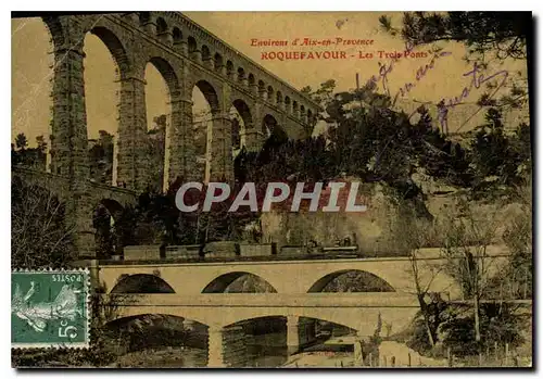 Cartes postales Environs d'Aix en Provence Roquefavour Les Trois Ponts Train a vapeur