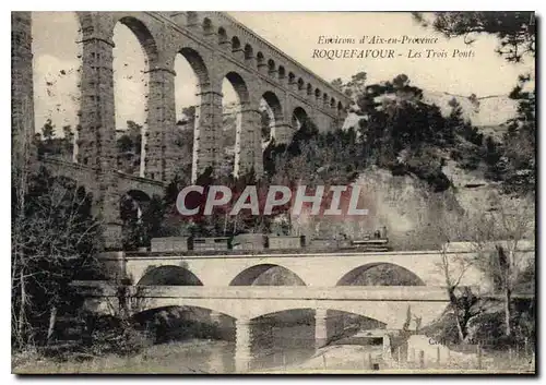 Ansichtskarte AK Environs d'Aix en Provence Roquefavour Les Trois Ponts Train a vapeur