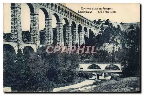 Ansichtskarte AK Environs d'Aix en Provence Roquefavour Les Trois Ponts