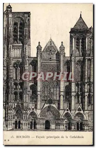 Ansichtskarte AK Bourges Facade Principale de la Cathedrale