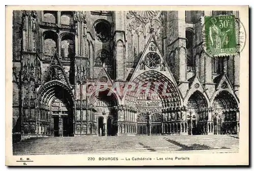 Cartes postales Bourges La Cathedrale Les Cinq Portails