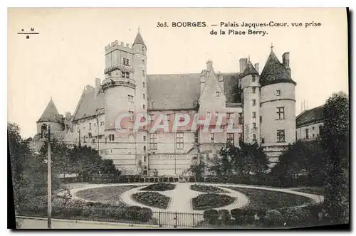 Cartes postales Bourges Palais Jacques Coeur vue prise de la Place Berry