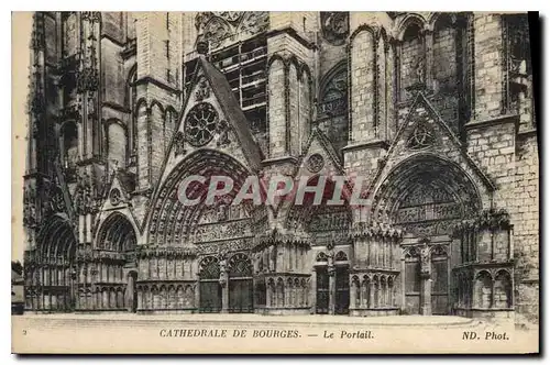 Cartes postales Cathedrale de Bourges Le Portail