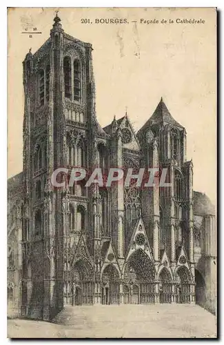 Cartes postales Bourges Facade de la Cathedrale