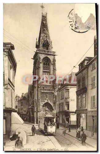 Cartes postales Amiens L'Eglise Saint Leu Tramway