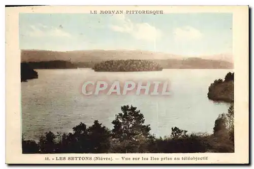 Cartes postales Les Settons Nievre vue sur les Iles prise au teleobjectif