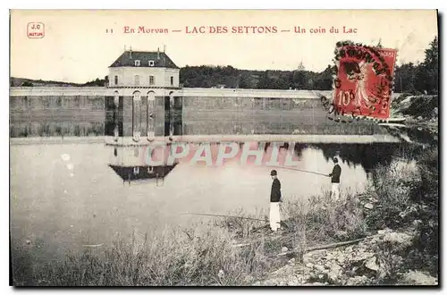 Cartes postales En Morvan lac des Settons un coin du Lac Peche Pecheur Militaria