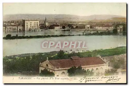 Ansichtskarte AK Tarascon vue generale et le Pont suspendu