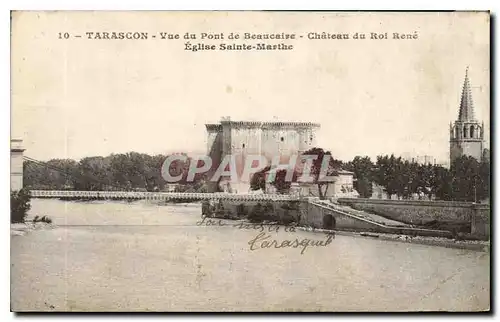 Cartes postales Tarascon vue du Pont de Beaucaire Chateau du Roi Rene Eglise Sainte Marthe