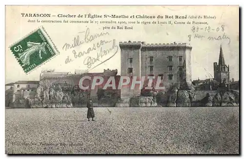 Cartes postales Tarascon Clocher de l'eglise Ste Marthe et Chateau du Roi Rene Cote du Rhone