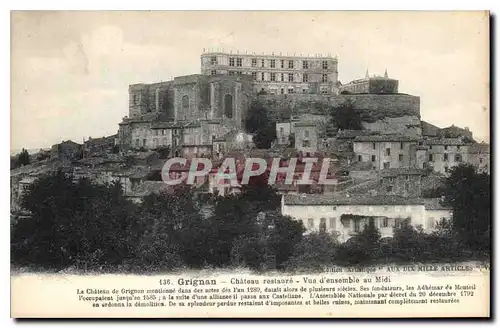 Cartes postales Grignan Chateau restaure vue d'ensemble au Midi