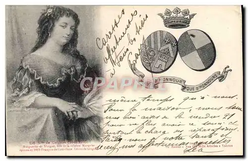 Cartes postales Mme de Grignan 1648 1705 Marguerite de Sevigne