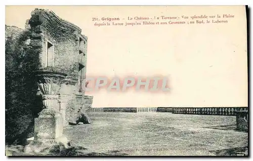 Cartes postales Grignan le Chateau la Terrasse vue Splendide sur la Plaine depuis la Lance jusqu'au Rhone et aux