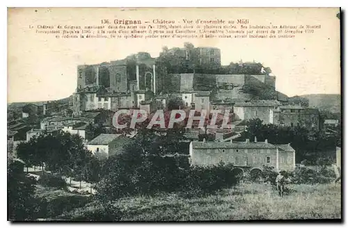 Cartes postales Grignan chateau vue d'ensemble au Midi