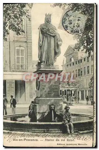 Cartes postales Aix en Provence Statue du Roi Rene Tramway