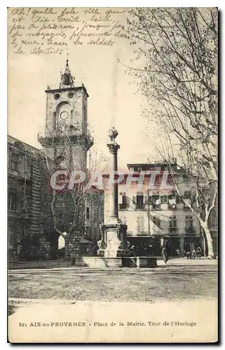 Cartes postales Aix en Provence Place de la Mairie Tour de l'Horloge