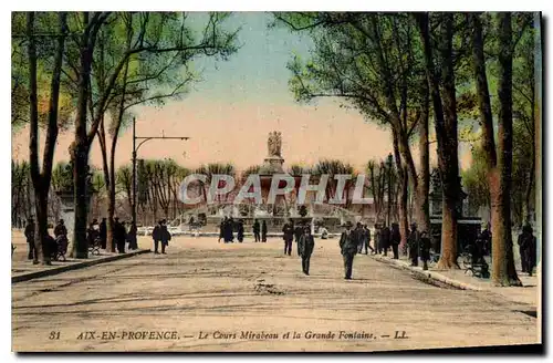 Cartes postales Aix en Provence Le Cour Mirabeau et la Grande Fontaine