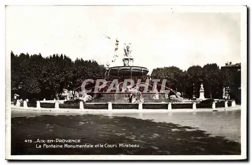 Cartes postales Aix en Provence La Fontaine Monumentale et le Cours Mirabeau