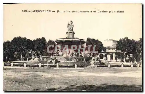 Cartes postales Aix en Provence Fontaine Monumentale et Casino Municipal