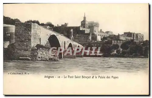 Cartes postales Avignon Le Pont Saint Benezet et le Palais des Papes