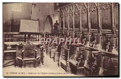 Cartes postales Vence A M Interieur de l'Eglise Stalles et Lutrin