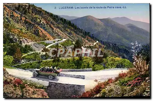 Cartes postales Luceram Les lacets de la route de Peira cava Automobile