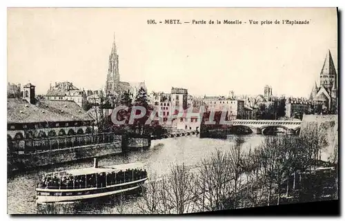 Cartes postales Metz Portie de la Moselle Vue prise de l'Esplanade Bateau